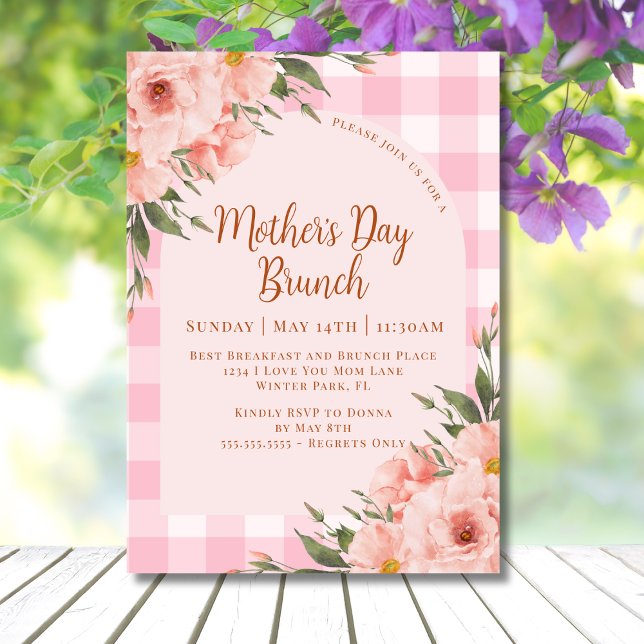 Invitación Desayuno Brunch Floral Rústico Rosa Cobre para el  (Subido por el creador)