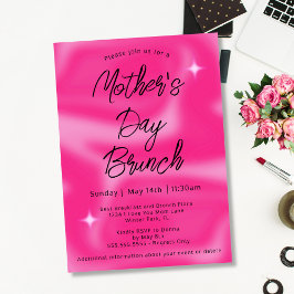 Invitación Desayuno Brunch Minimalista Moderno Rosa Brillante