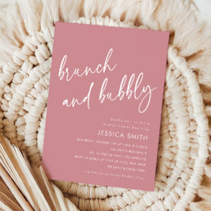 Invitación Desayuno Brunch Minimalista Rosa Polvo y Bridal Sh