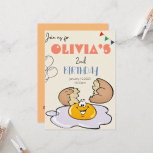 Invitación Desayuno brunch niños fiesta de 2º cumpleaños