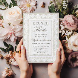 Invitación Desayuno Brunch Nupcial con Encaje Blanco Marfil O