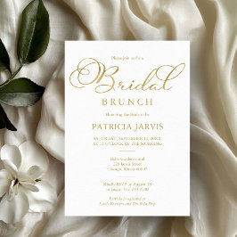 Invitación Desayuno Brunch Nupcial con Letra de Oro Simple y