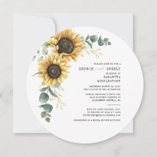 Invitación Desayuno Brunch Nupcial de Girasoles y Eucalipto c