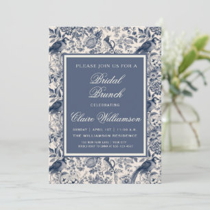 Invitación Desayuno Brunch Nupcial Floral Elegante Toile de A