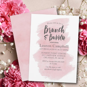 Invitación Desayuno Brunch Rosa Moderno y Burbujeante con Acu