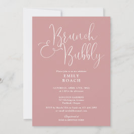 Invitación Desayuno Brunch Rosa Polvoriento y Burbujeante par