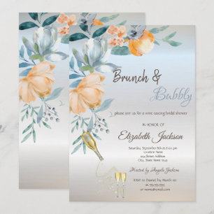 Invitación Desayuno Brunch Rosas con Polvo,Vino,Bodas de Plat