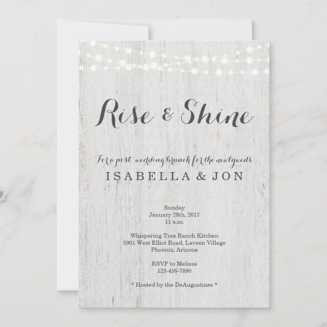 Invitación Desayuno Brunch Rústico de Bodas al Día Siguiente (Anverso)