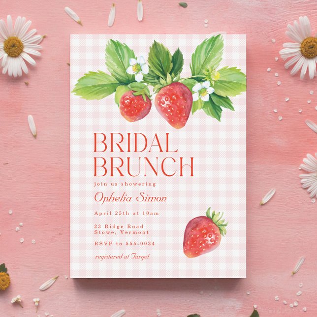 Invitación Desayuno Brunch Rústico de Fresas para Despedida d (Subido por el creador)