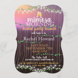 Invitación Desayuno Brunch Rústico de Vid y Luces para Novias