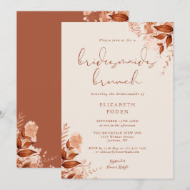 Invitación Desayuno Brunch Rústico Floral de Damas de Honor e