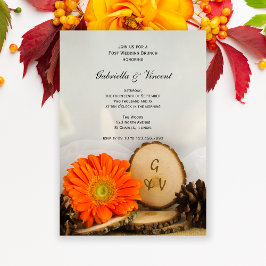 Invitación Desayuno Brunch Rústico Naranja Daisy Woods Despué