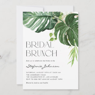 Invitación Desayuno Brunch Tropical de Hojas de Monstera Acua
