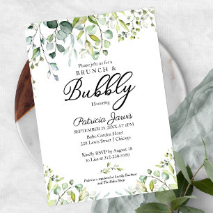 Invitación Desayuno Brunch Verde Y Burbujeante Shower Nupcial