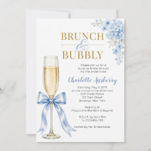 Invitación Desayuno Brunch y Burbujas Azul para Despedida de