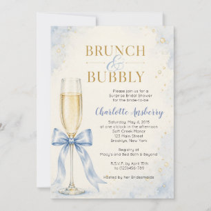 Invitación Desayuno Brunch y Burbujas Azul para Despedida de