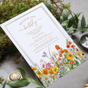 Invitación Desayuno Brunch y Burbujas Boho Flores Silvestres