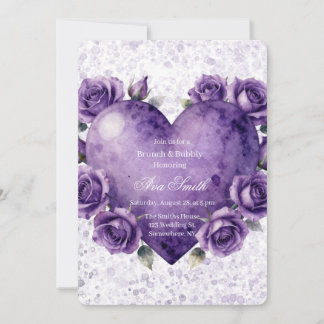 Invitación Desayuno Brunch y Burbujas Corazón y Rosas Pintura