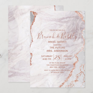 Invitación Desayuno Brunch y Burbujas de Boda de Rosa y Dorad