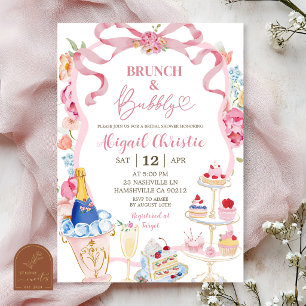 Invitación Desayuno Brunch y Burbujas Floral Victoriano Color