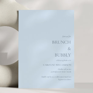 Invitación Desayuno Brunch y Burbujas Polvoriento Azul Suave 