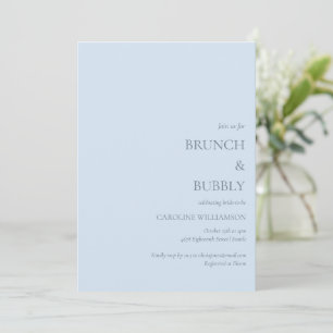 Invitación Desayuno Brunch y Burbujas Polvoriento Azul Suave