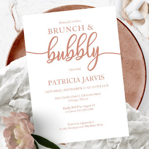 Invitación Desayuno Brunch y Burbujeante de Rosa Dorado Elega