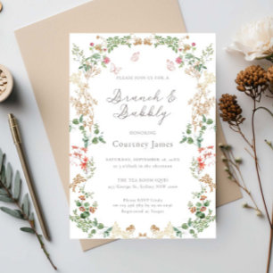 Invitación Desayuno Brunch y Burbujeante en un Jardín de Flor