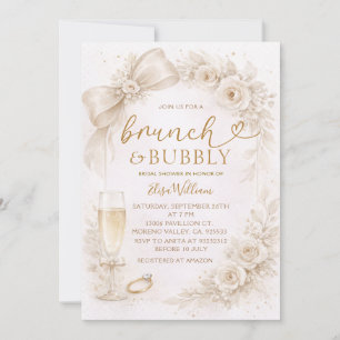 Invitación Desayuno Brunch y Champagne Marfil Despedida de So