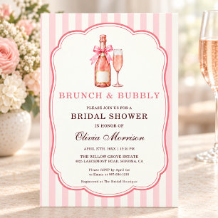 Invitación Desayuno Brunch y Champagne Rosa Arco Despedida de
