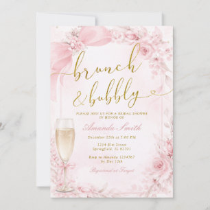 Invitación Desayuno Brunch y Champán Rosa Despedida de Solter