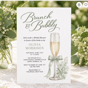 Invitación Desayuno Brunch y Espuma Verde Maleza Arco Cumplea