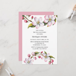 Invitación Desayuno con agua y flor de cerezo y burbujas