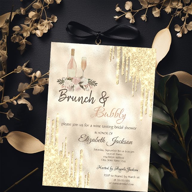 Invitación Desayuno con Brindis y Burbujas Doradas para Despe (Subido por el creador)