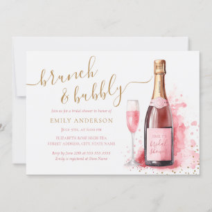 Invitación Desayuno con champán rosado y brindis de ducha nup