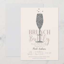 Invitación Desayuno con champán y brindis plateado para la du