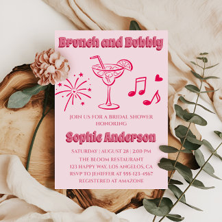Invitación Desayuno con Cóctel Rosa y Brunch de Champagne par