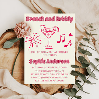 Invitación Desayuno con Cóctel Rosa y Brunch de Champagne par