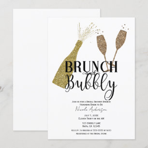 Invitación Desayuno con copas de champán y brindis con burbuj