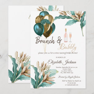 Invitación Desayuno con flores, globos y burbujas para desped