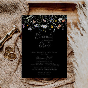 Invitación Desayuno con flores silvestres negras con la ducha