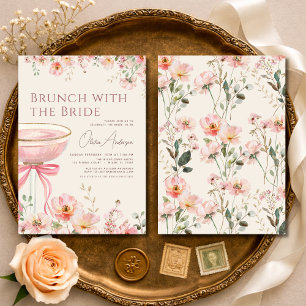 Invitación Desayuno con lazo rosa con la despedida de soltera