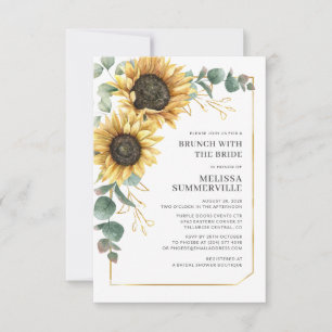 Invitación Desayuno con Novia de Girasoles Florales y Eucalip