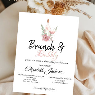 Invitación Desayuno con Vino Floral y Brunch de Burbujas para
