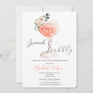 Invitación Desayuno con Vino y Burbujas de Flores