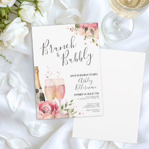 Invitación Desayuno de acuarela y burbujeante ducha de novia 