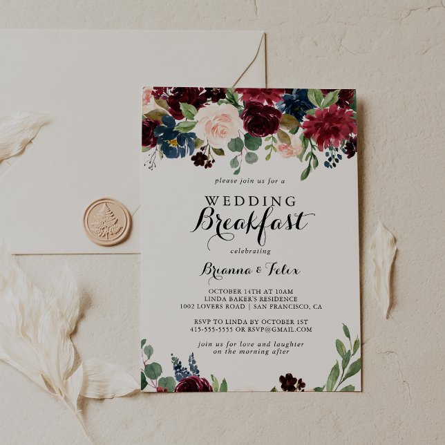Invitación Desayuno de Boda de caligrafía moderna y rusa de o (Subido por el creador)