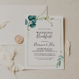 Invitación Desayuno de Boda Floral Tropical con Verde de Oro