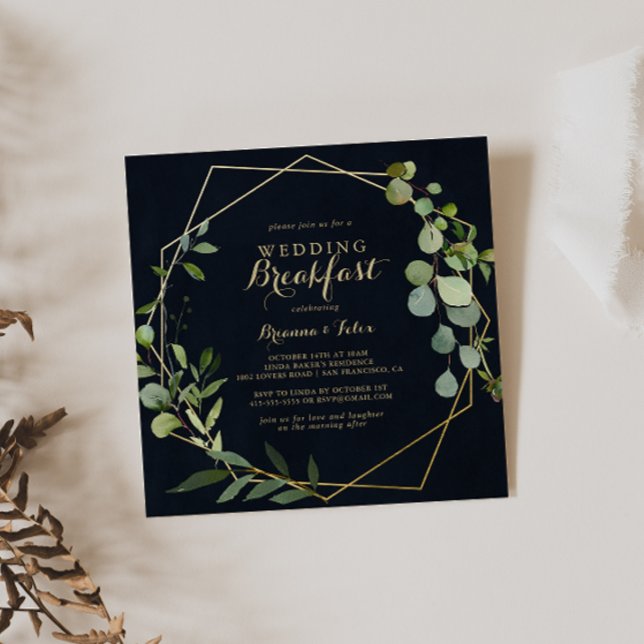 Invitación Desayuno de Boda Geométrico Gold Blue Green (Subido por el creador)