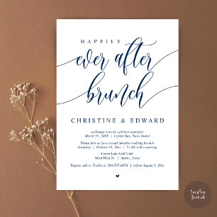 Invitación Desayuno de boda íntima Felices para Siempre, Azul